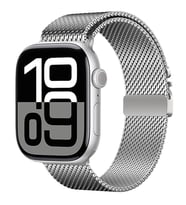 Apple Watch 7/8/9 41mm Kordon Titanyum Kelebek Klipsli Milano Loop 121 (Gümüş)