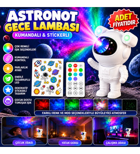 Mey İthalat® Stickerlı,Kumandalı ASTRONOT Model Gece Lambası