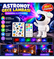 Mey İthalat® Stickerlı,Kumandalı ASTRONOT Model Gece Lambası
