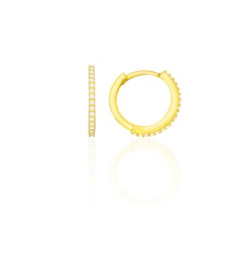 Gümüş Halka Küpe Tamtur Altın Yaldızlı 16 mm Kadın Küpe ST158 (Sarı)