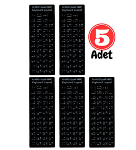 MN6 MAP01 Arapça İngilizce Klavye Sticker 5 Adet Laptop PC Uyumlu Silinmez Yapışkanlı Harf Etiketi