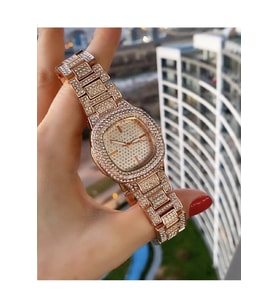 Rose Gold Renk Zirkon Taşlı Premium Kadın Kol Saati