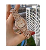 Rose Gold Renk Zirkon Taşlı Premium Kadın Kol Saati