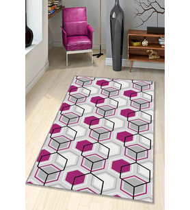 Fuşya Petek Kaymaz Tabanlı Makinede Yıkanabilir Halı BE02 - 100 x 160 cm