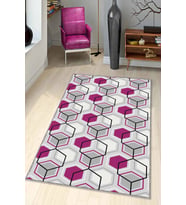 Fuşya Petek Kaymaz Tabanlı Makinede Yıkanabilir Halı BE02 - 100 x 160 cm