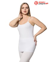 LÜX DRM 053 Ayar Askılı Pamuklu Likralı Atlet (Beyaz)