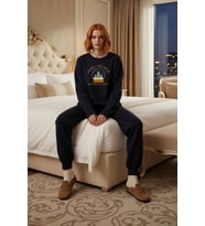 Kadın Kış Temalı Nakışlı Lounge Pijama Takımı Fonksiyonel Dayanıklı Kaliteli Konforlu Spor