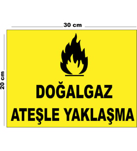 Metal Doğalgaz Ateşle Yaklaşma 20cm x 30cm A4 Büyüklüğünde Uyarı Levhası Yönlendirme Tabelası
