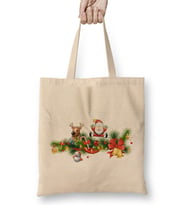 Merry Christmas Yılbaşı Yeni Yıl Konseptli 04 Bez Çanta Uzun Saplı