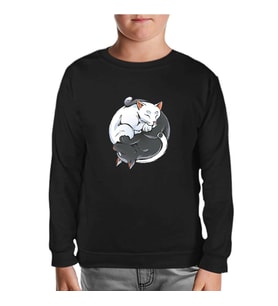 Yin Yan Cats Siyah Çocuk Sweatshirt
