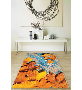 Turuncu 3D Üç Boyutlu Kaymaz Tabanlı Dekoratif Halı RV343 - 100 x 160 cm
