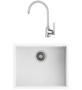 Teka SQUARE 50.40 Arctic White Tezgah Altı Granit Eviye + Teka IN 995 FW Beyaz K