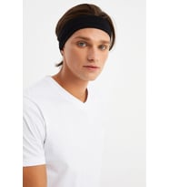 Erkek Siyah Pamuklu Penye Saç Bandı Bandana (Çok Renkli)