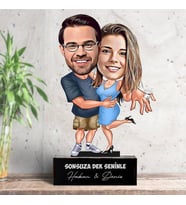 Kişiye Özel Seninle Mutluluğa Koşalım Sevgiliye Hediye Karikatürlü Biblo