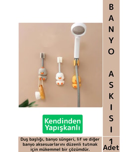 Kendinden Yapışkanlı Sünger Lif Aksesuar Düzenleyici Pratik Sevimli Hayvan Figürü Duş Başlığı Tutucu