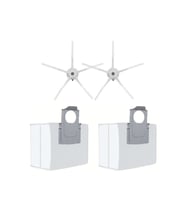 Roborock Q7 Max Uyumlu 2 Adet Beyaz Yan Fırça 2 Adet Toz Torbası