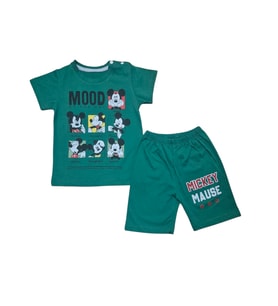 Micky Şort T-shirt Bebek Çocuk Yazlık Takım (Yeşil)