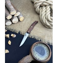Outdoor Bıçak Piknik Çakısı Kamp Bıçağı 20 cm Sivri Kilitli Deri Kılıf Hediyeli Sapelli Ağacı Saplı Katlanabilir Çakı Hediyelik Eşya