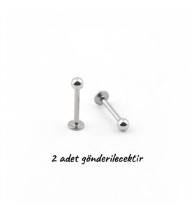 Lorivelle 2'li Kararmaz Cerrahi Çelik Top Uçlu Labret Piercing Tragus Helix Dudak Conch Burun Kıkırdak Küpe