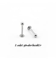 Lorivelle 2'li Kararmaz Cerrahi Çelik Top Uçlu Labret Piercing Tragus Helix Dudak Conch Burun Kıkırdak Küpe