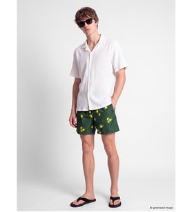 LCW SWIMWEAR Yeşil Kısa Limon Desenli Erkek Deniz Şortu