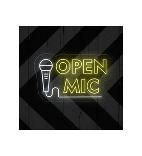 OPEN MIC Yazılı ve Şekilli Neon Tabela