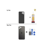 iPhone 11 Pro Max Uzay Grisi Arka Kapak Arka Cam Batarya Kapağı Lazer Kesim Kapak Pil Kapağı + B-7000 Yapıştırıcı + Tamir Seti