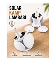 5 Kanatlı Katlanabilir Solar Kamp Lambası – Beyaz Işık Güneş Enerjili Işıldak