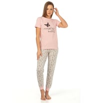 Vishenka Kadın Modal Baskılı Pembe Pijama Takımı
