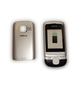 Nokia C2-05 Kapak Nokia C2-05 uyumlu Siyah Gri ön Kapak Arka Kapak Tuş Takımı