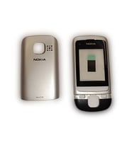 Nokia C2-05 Kapak Nokia C2-05 uyumlu Siyah Gri ön Kapak Arka Kapak Tuş Takımı