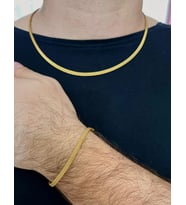 İtalyan Hasır Model 319L Çelik Erkek Kolye&Bileklik Set (Gold)