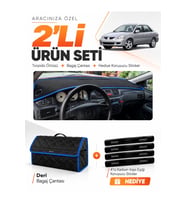 e-biz MITSUBISHI LANCER (2003-2006) Uyumlu Torpido Örtüsü + Deri Bagaj Çantası - Siyah-Mavi - MI013