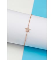 Rose Renk Zirkon Taşlı 925 Ayar Gümüş Minimal Yıldız Bayan Bileklik