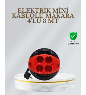 Ce Belgeli 3 Metre 4’lü Kablolu Priz Makara