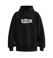 Oversize 'TÜRK' Baskılı Kapşonlu Hoodie Sweatshirt (Siyah)