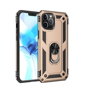Apple iPhone 12 Pro Max Kılıf Sofya Yüzüklü Silikon Kapak - Gold