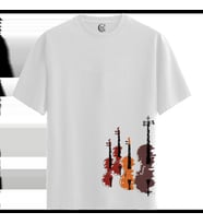 String Quartet - %100 Pamuklu Erkek Beyaz Tişört - Premium Quality (Siyah - Beyaz)