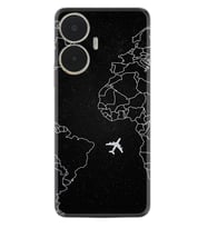 Realme C55 Kılıf Resimli Desenli Silikon Platinium Series Black Plane 1868