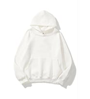 Kadın Kapüşonlu Kanguru Cepli 3 İplik Pamuklu Düz Hoodie Sweatshirt - Beyaz