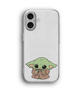 iPhone 16 Uyumlu Baby Yoda Desenli Şeffaf Telefon Kılıfı
