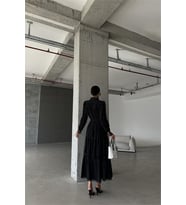 Neşeli butik kadın uzun dantel detaylı tasarım elbise NBMS42110 (Siyah)