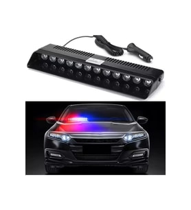 Tiger Marketing S 12 Ledli Araç İçi Vantuzlu Mavi Kırmızı Beyaz Flash Led..
