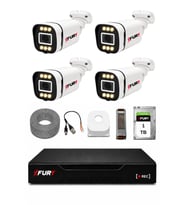 FURY 4 Kameralı 5MP Lens 1080P 6 Warm LED Renkli Gece Görüşlü Güvenlik Kamera Sistemi 1TB 1606