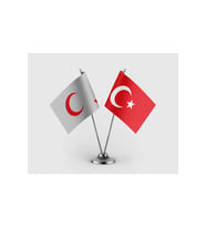 Kızılay ve Türk Bayrağı İkili Saten Masa Bayrağı Takımı