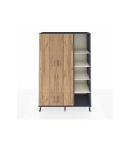 Hyperion Dolap 6 Raflı 4 Kapaklı Tek Askılı 132x44x195 Antrasit-Çam/Aytaşı