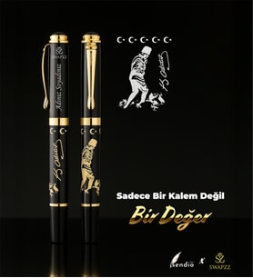 Swapzz Marka Gold Renk Atatürk Kabartma Baskılı Premium Siyah Tükenmez Kalem - GDTK-904168