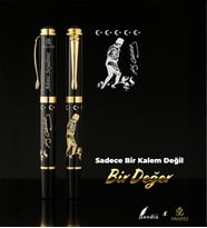 Swapzz Marka Gold Renk Atatürk Kabartma Baskılı Premium Siyah Tükenmez Kalem - GDTK-904168
