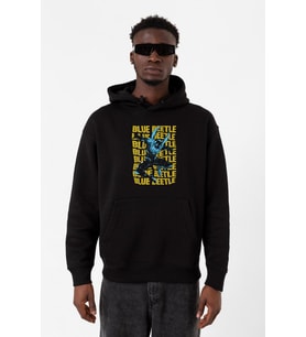 Blue Beetle Lettern Siyah Erkek 3ip Kapşonlu Sweatshirt