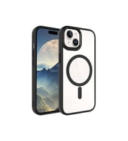 Apple iPhone 15 Uyumlu Kılıf Wireless Şarj Özellikli Zore Krom M-safe Silikon Kapak (Siyah)
